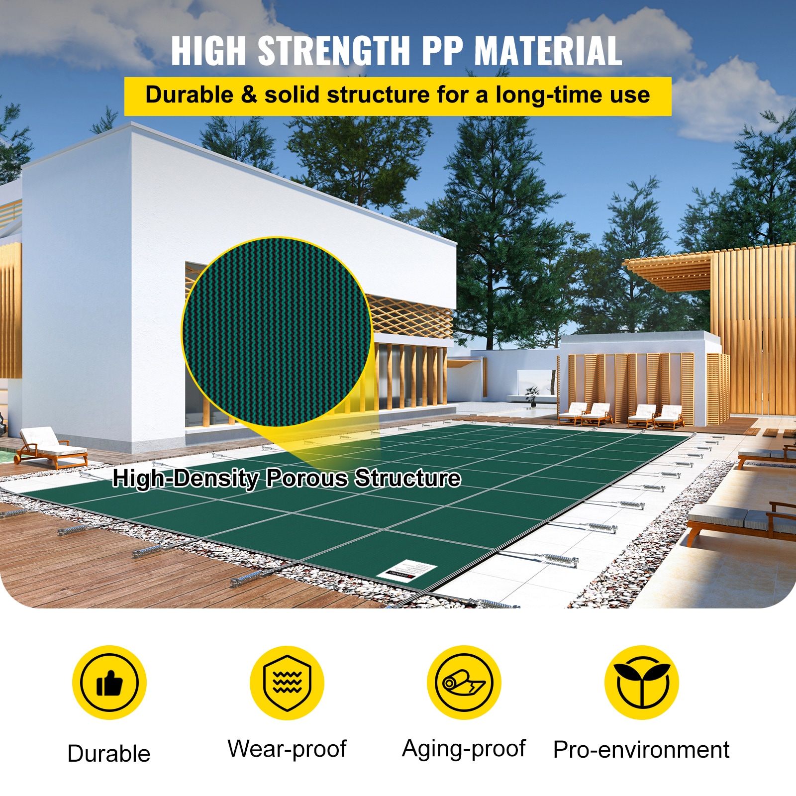 Safety Pool Cover For Inground Rectangle Pools Green Mesh Material_voghion.com